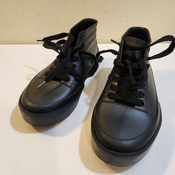 MELISSA black Rubber Lace up ankle Sneakers Rain Shoes size 7 - Picture 4 of 13